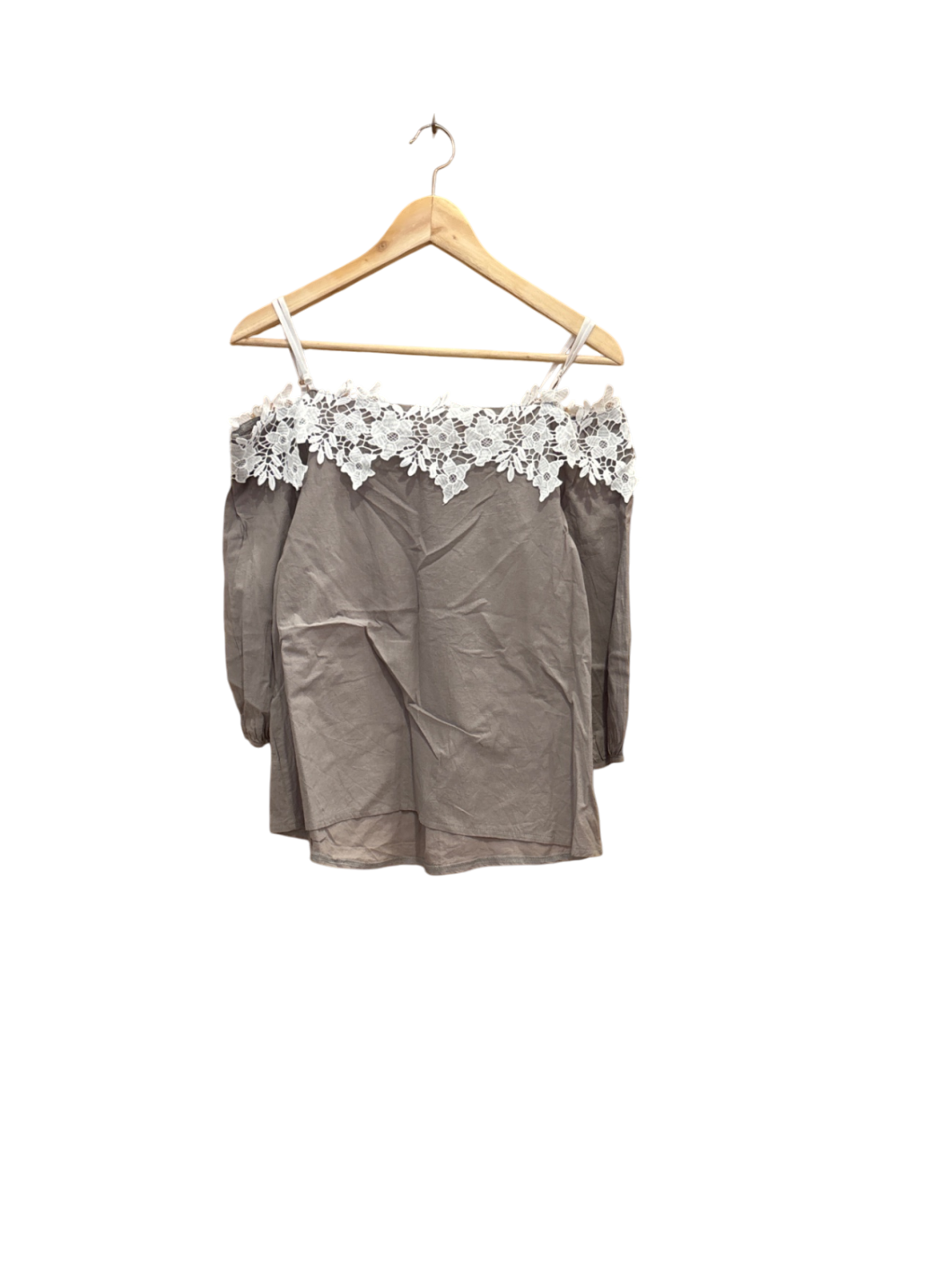 Shirt Beige mit Spitze S