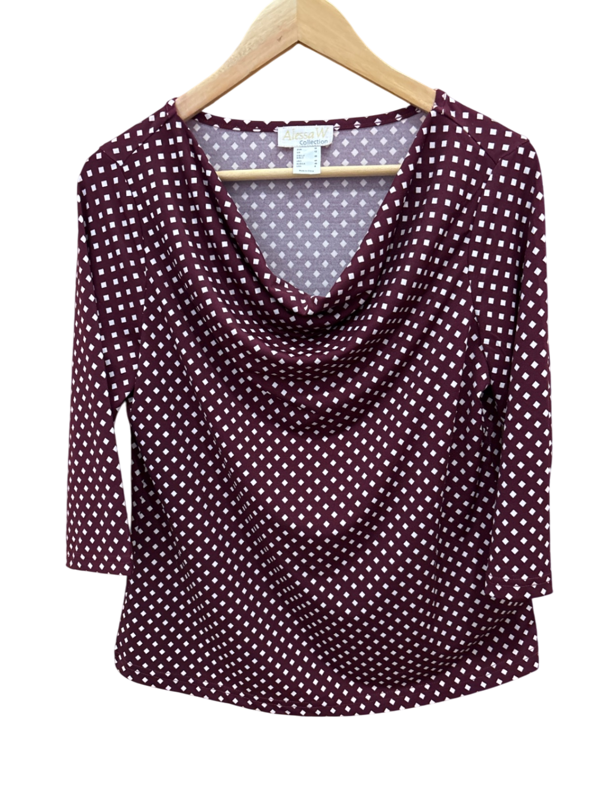 Alessa W Collection Bluse Burgunder mit Weiß M