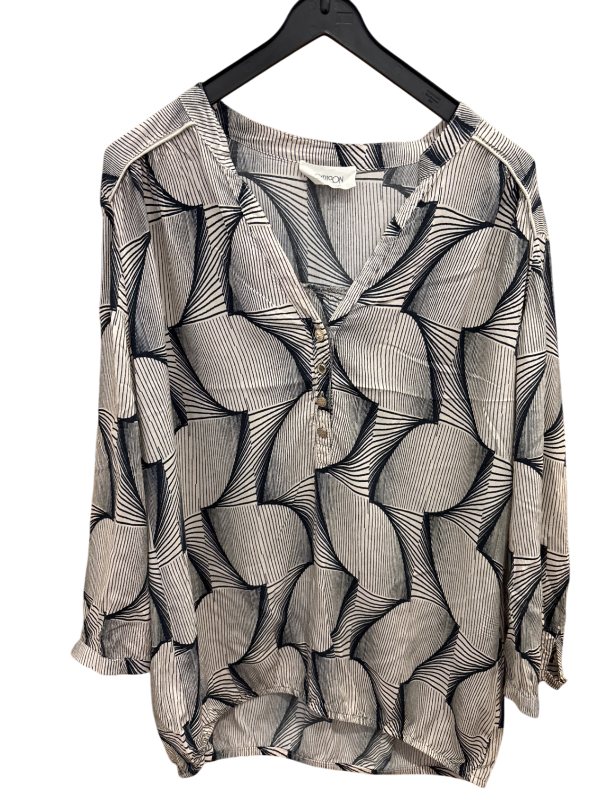 Cartoon Bluse M Beige, Schwarz