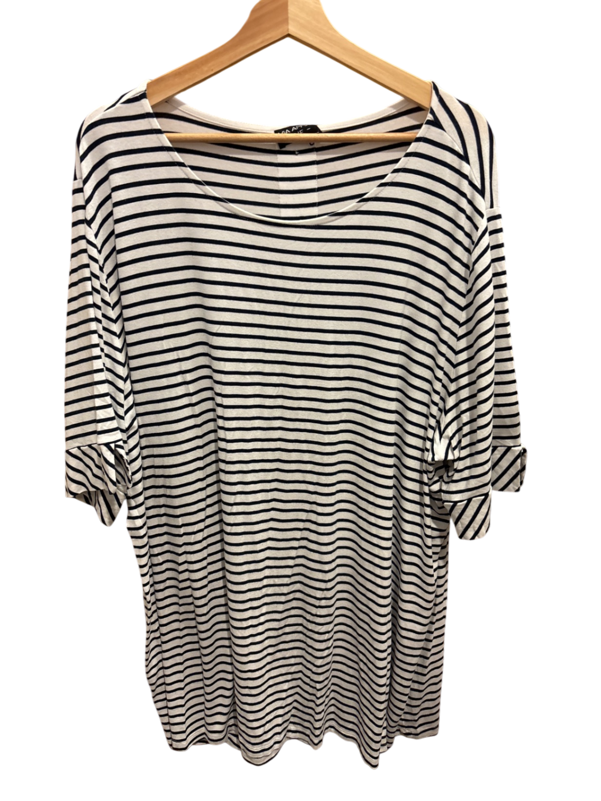 Shirt Streifen Beige mit Schwarz XL