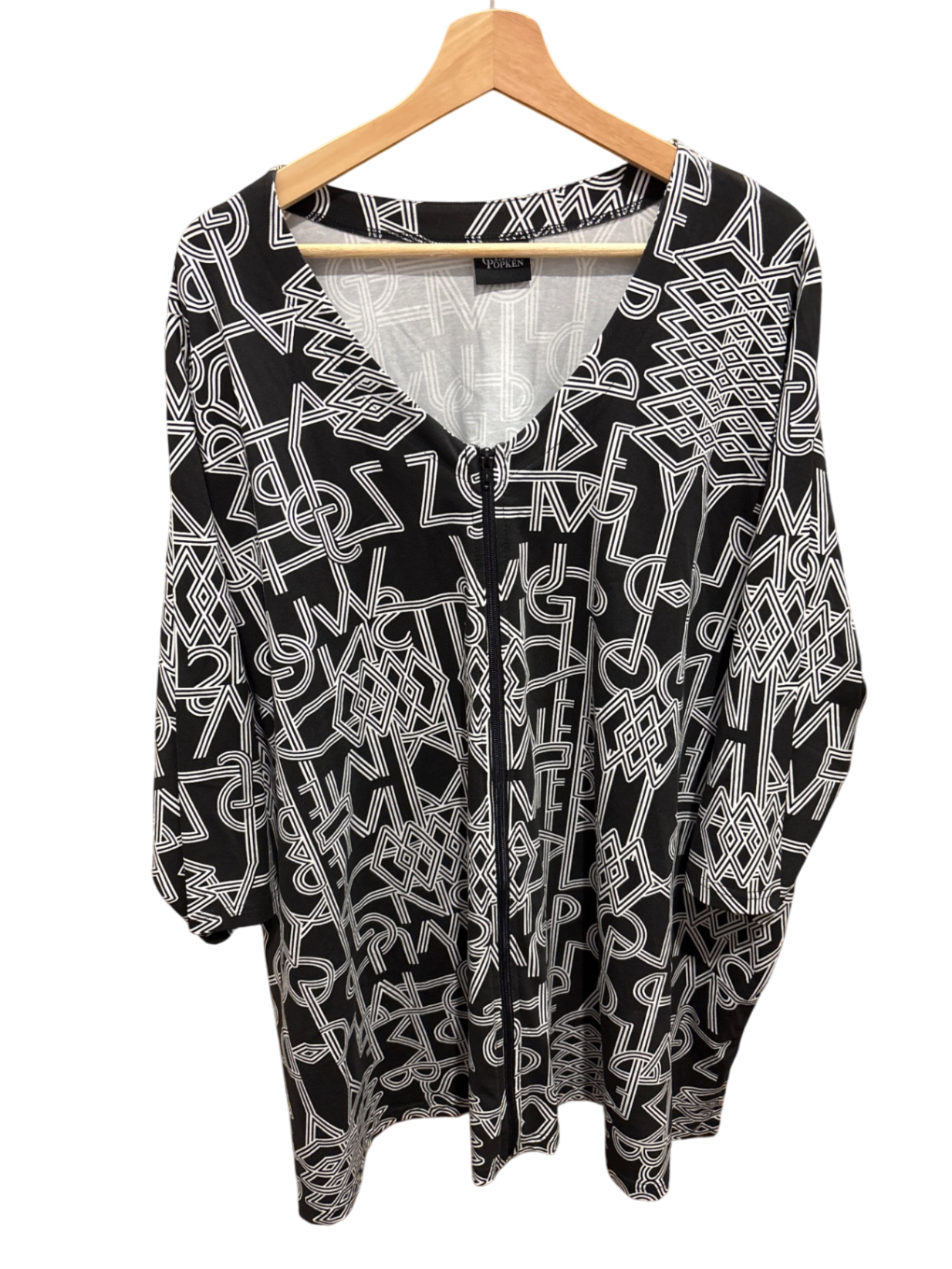 Popken Sweatjacke Schwarz und Weiß XL