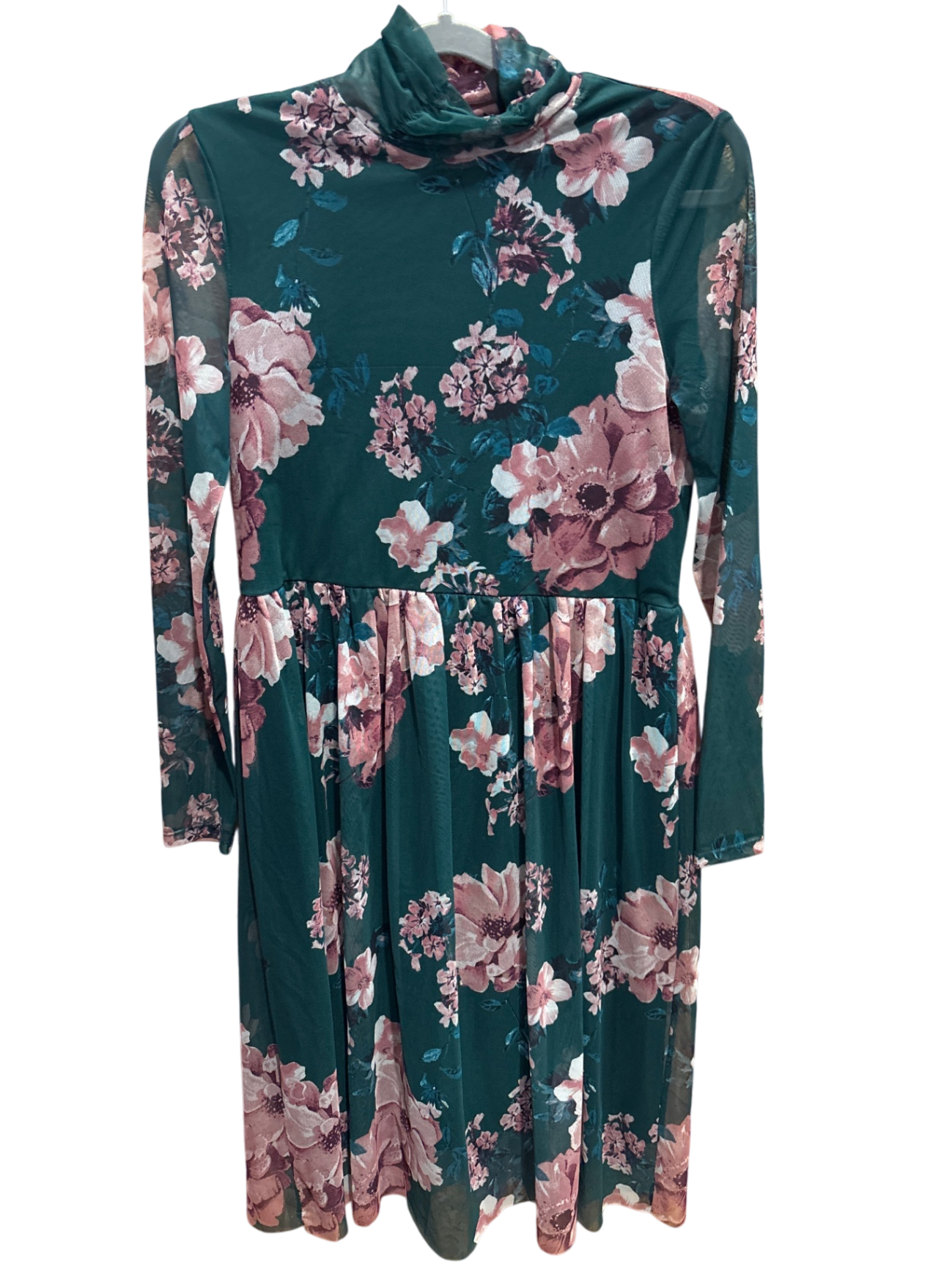Vero Moda Kleid S Dunkelgrün mit rosa Blumenmuster