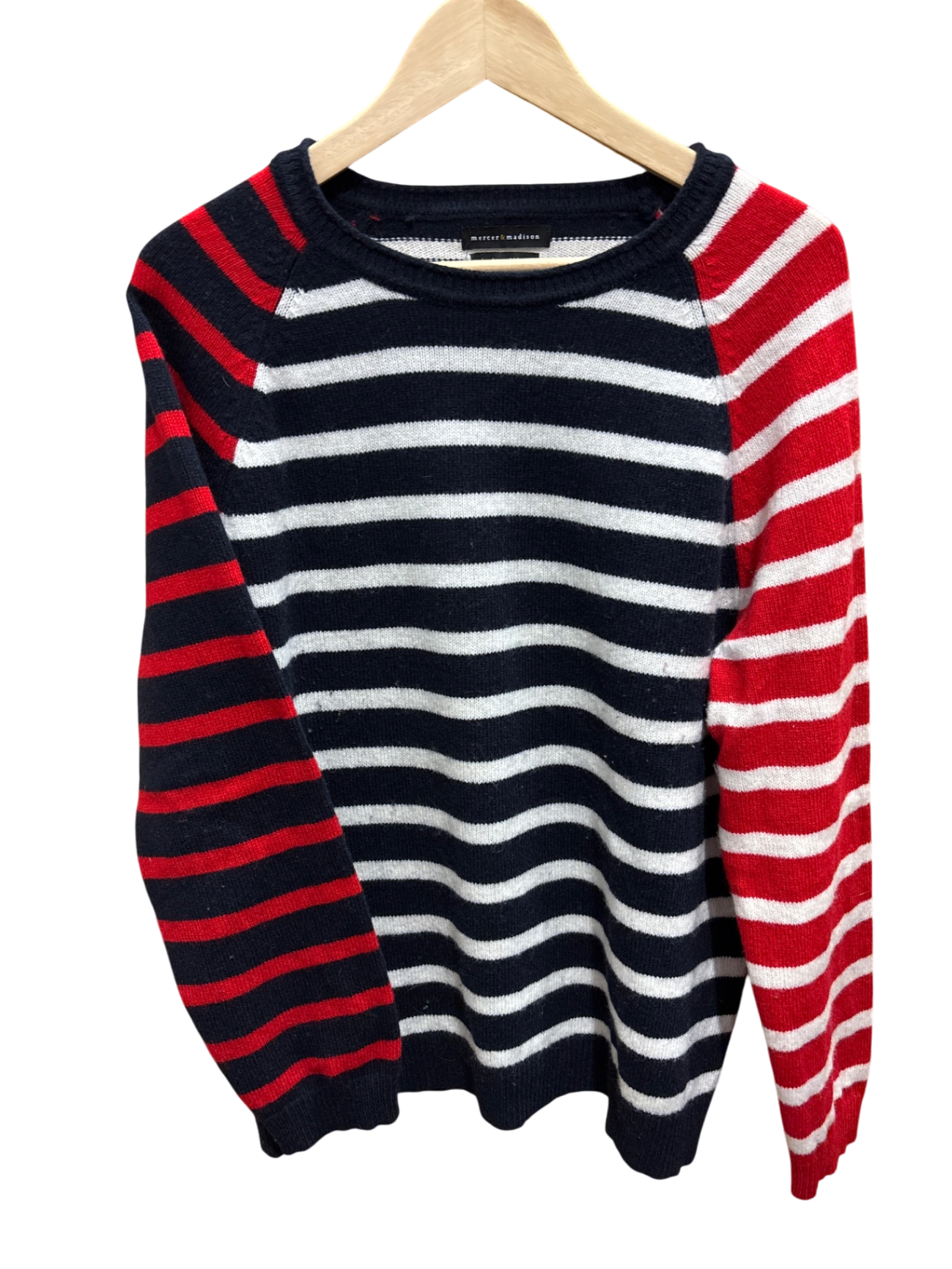 Pulli L Rot, Blau, Weiß Streifen