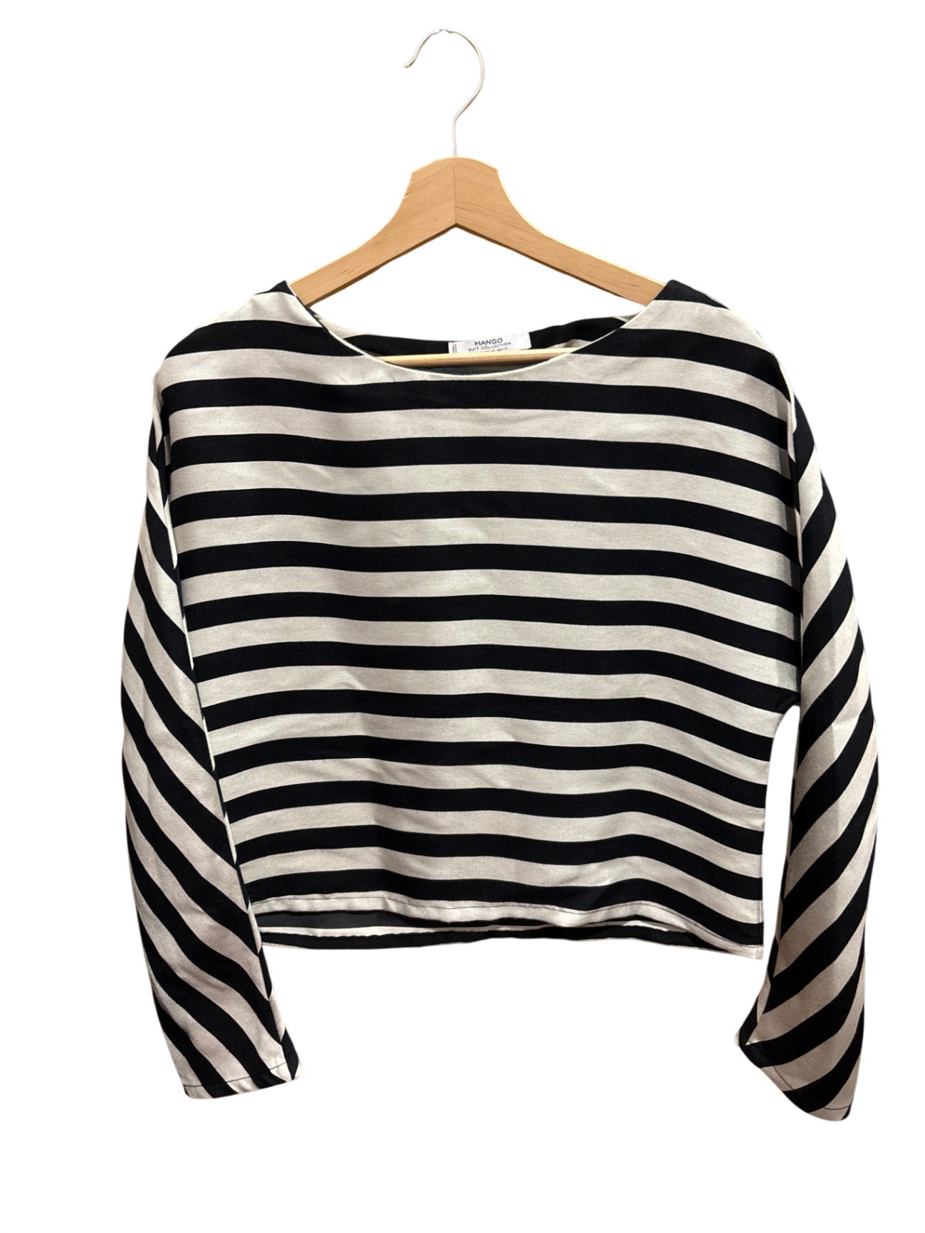 Mango Kurzes Shirt S Oversize Schwarz-Weiß Streifen