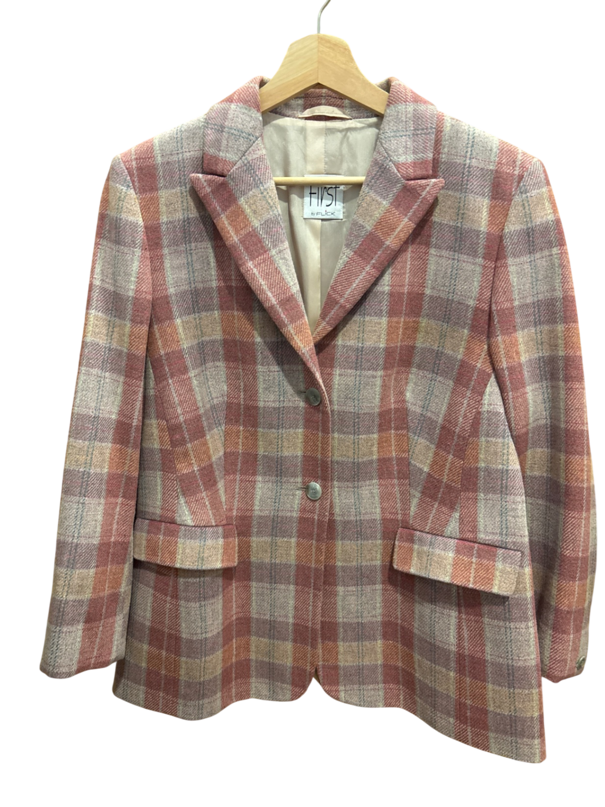 Blazer L Rosa, Beige, Orange, Grau Karo