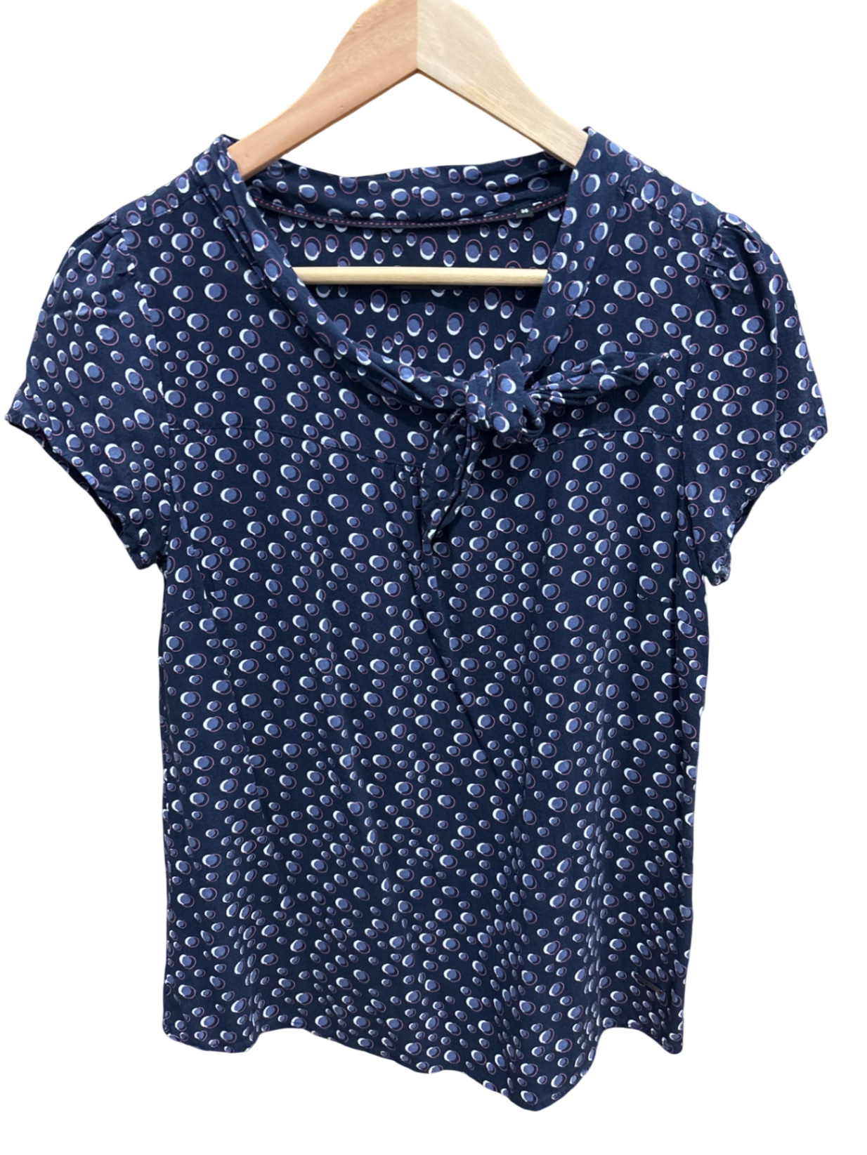 Zero Bluse S Lila Dunkelblau mit weißem Muster