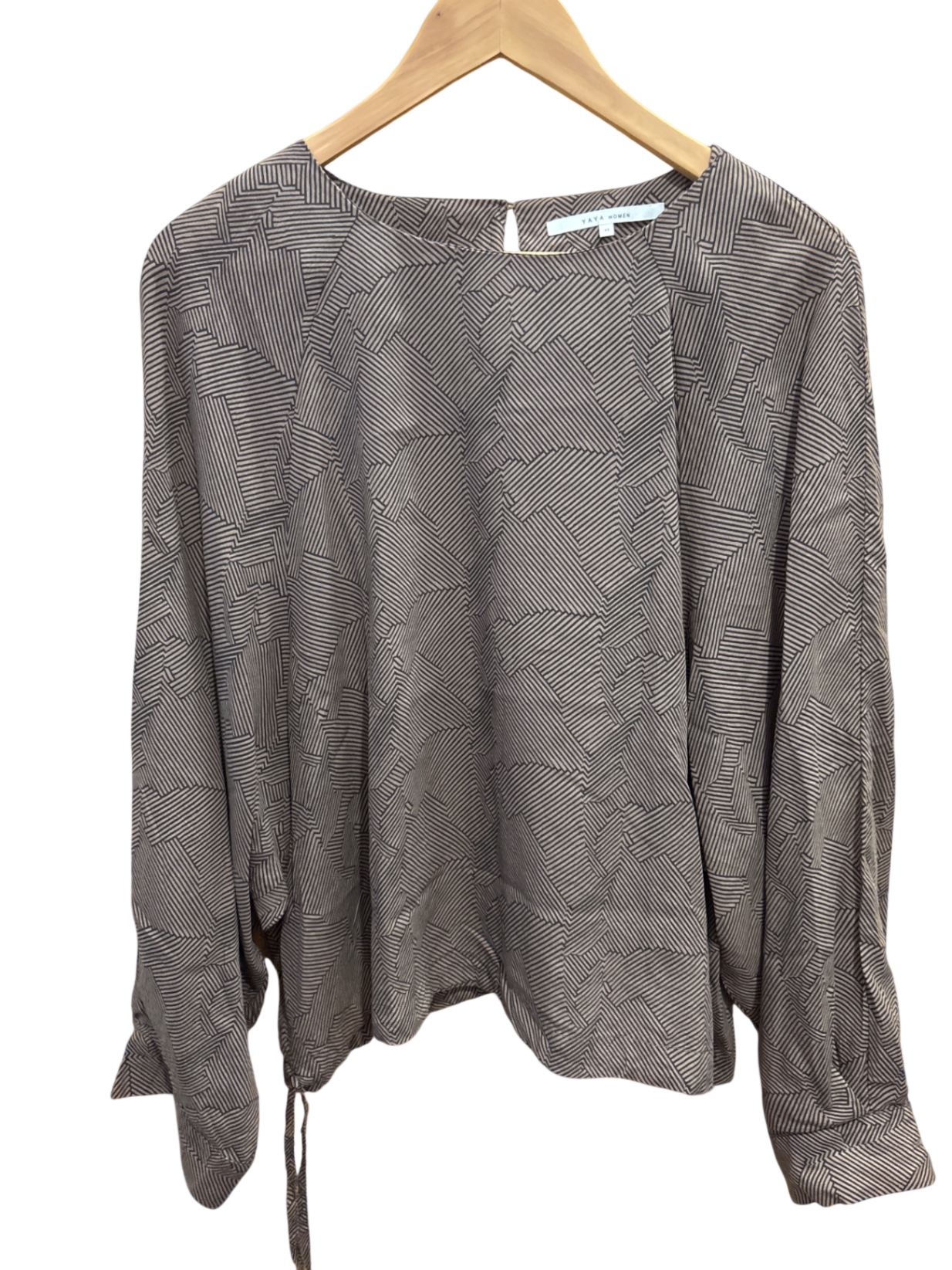 Yaya Bluse L Beige mit Schwarz