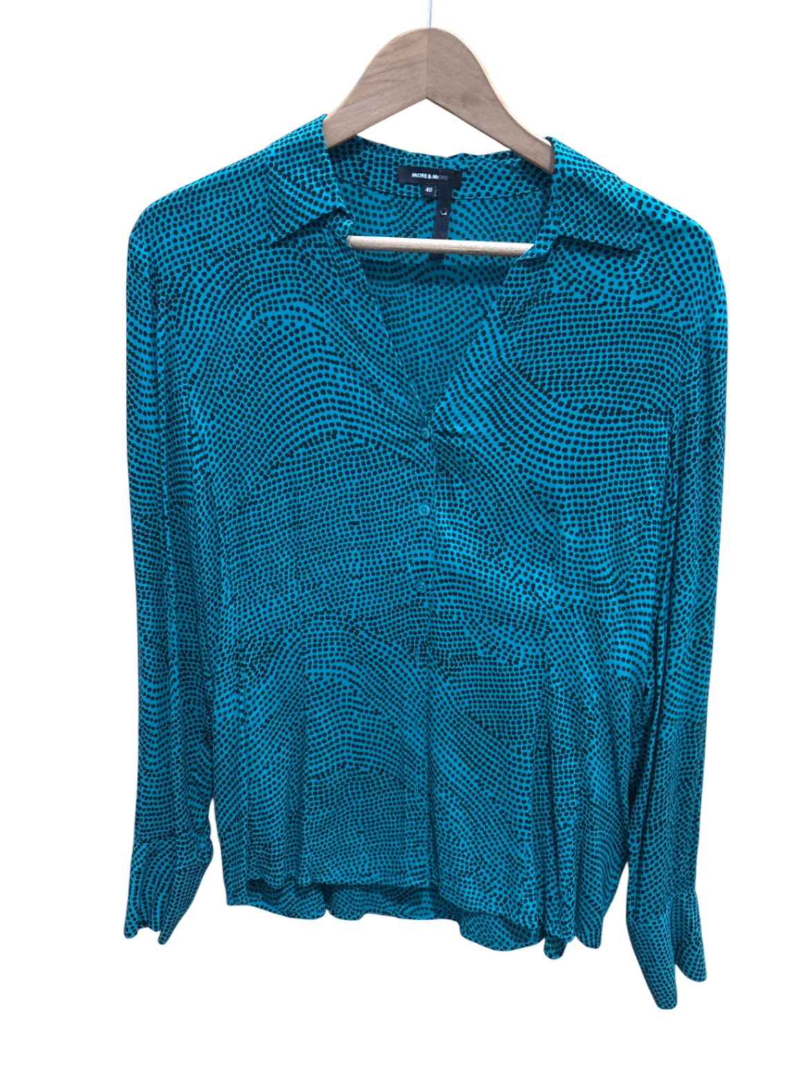 MoreMore Bluse M Blau mit schwarzem Muster