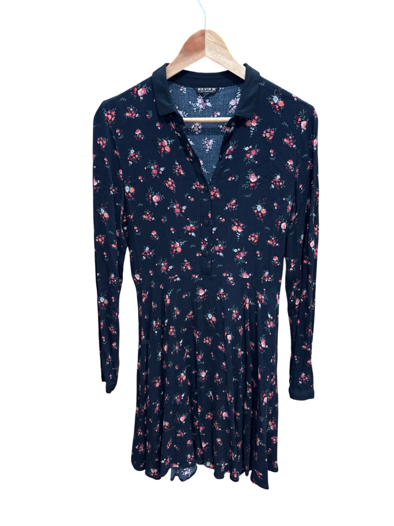 Kleid Schwarz mit Blumenmuster S - REVIEW