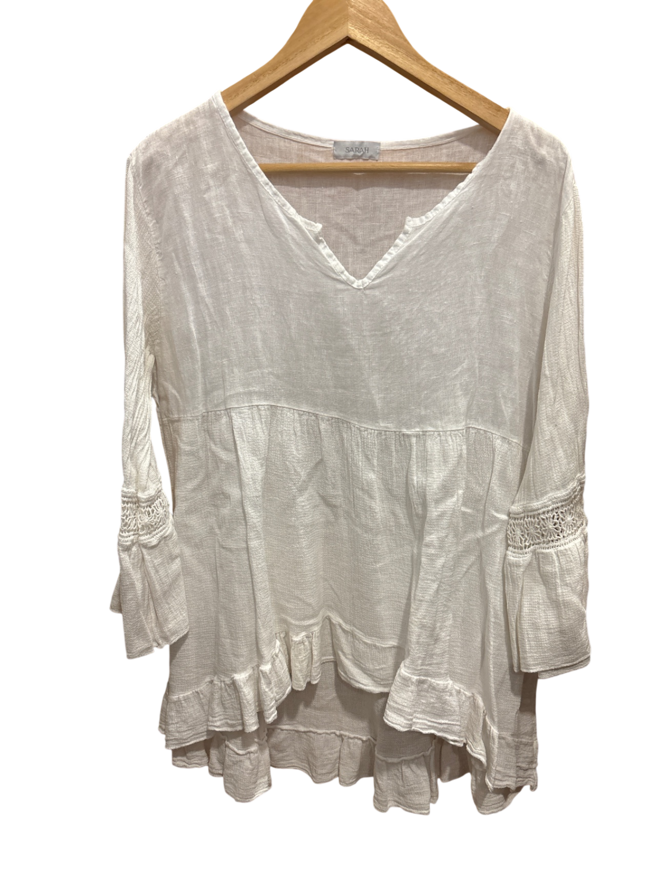 Bluse Weiß Leinen S/ M - Unbekannt