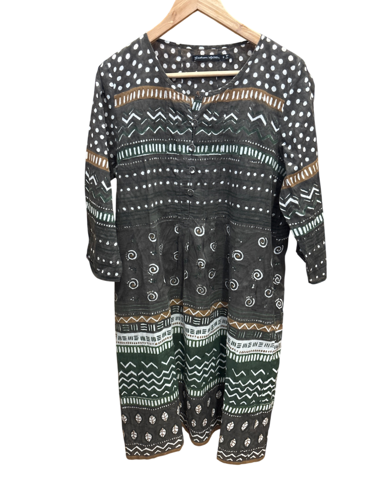 Kleid Grün, Braun Muster S/M - GudrunSjöden