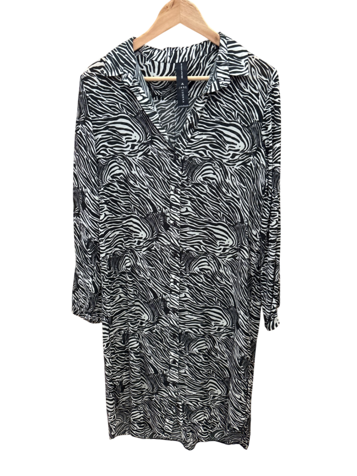 Blusen Kleid Schwarz und Weiß Muster M - janelushka