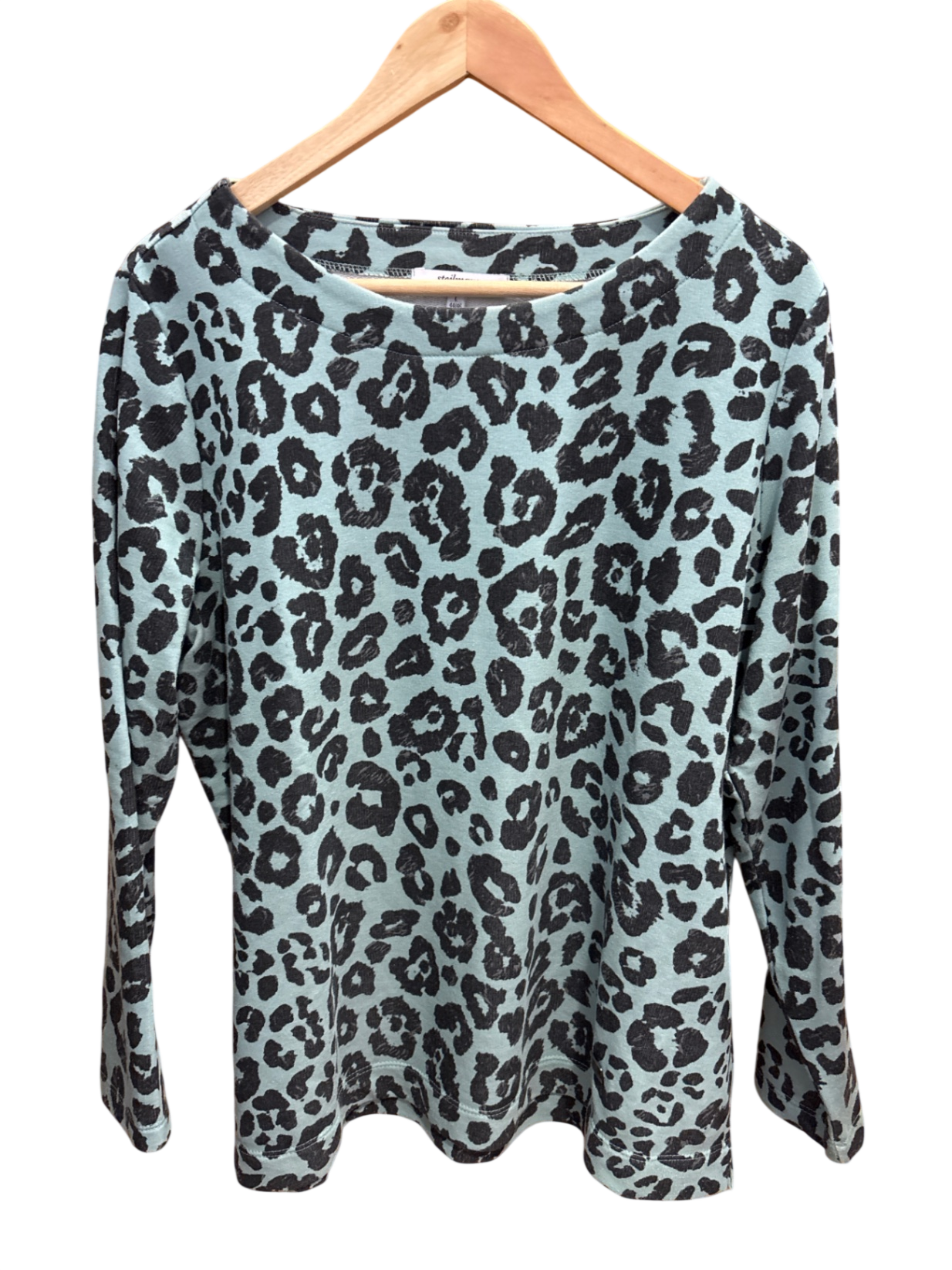 Pulli Mint mit schwarzem Leo-Muster L - Steilmann