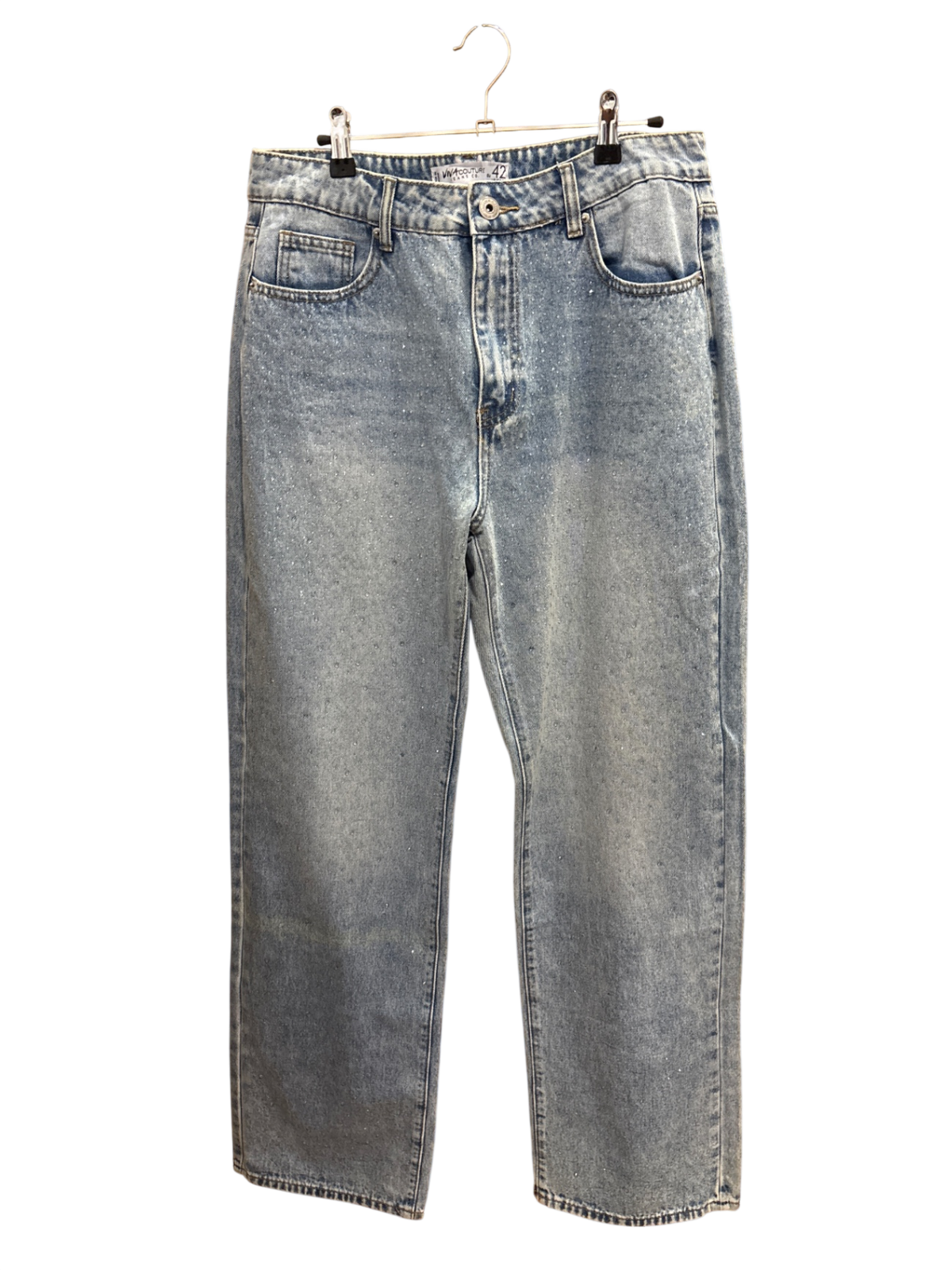 Jeans Hellblau Steinchen L - Unbekannt