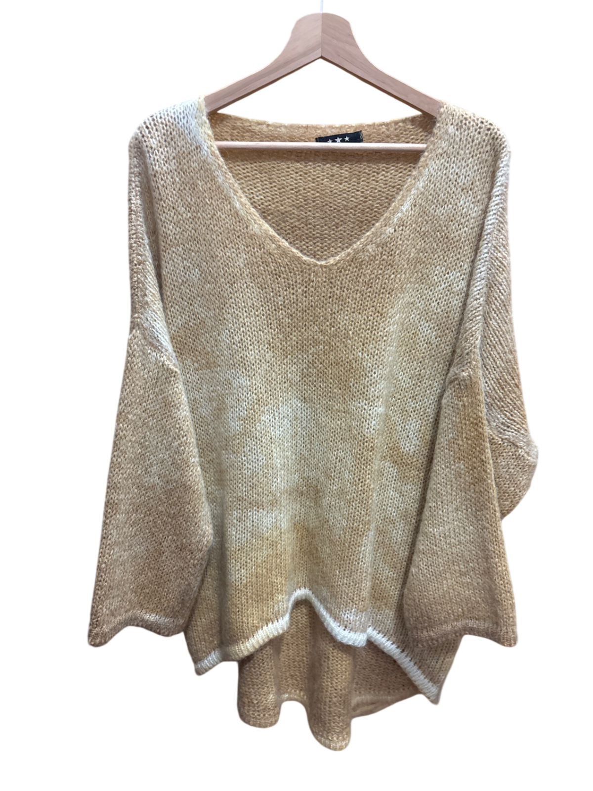Pulli Beige mit weißen Akzenten M - Unbekannt