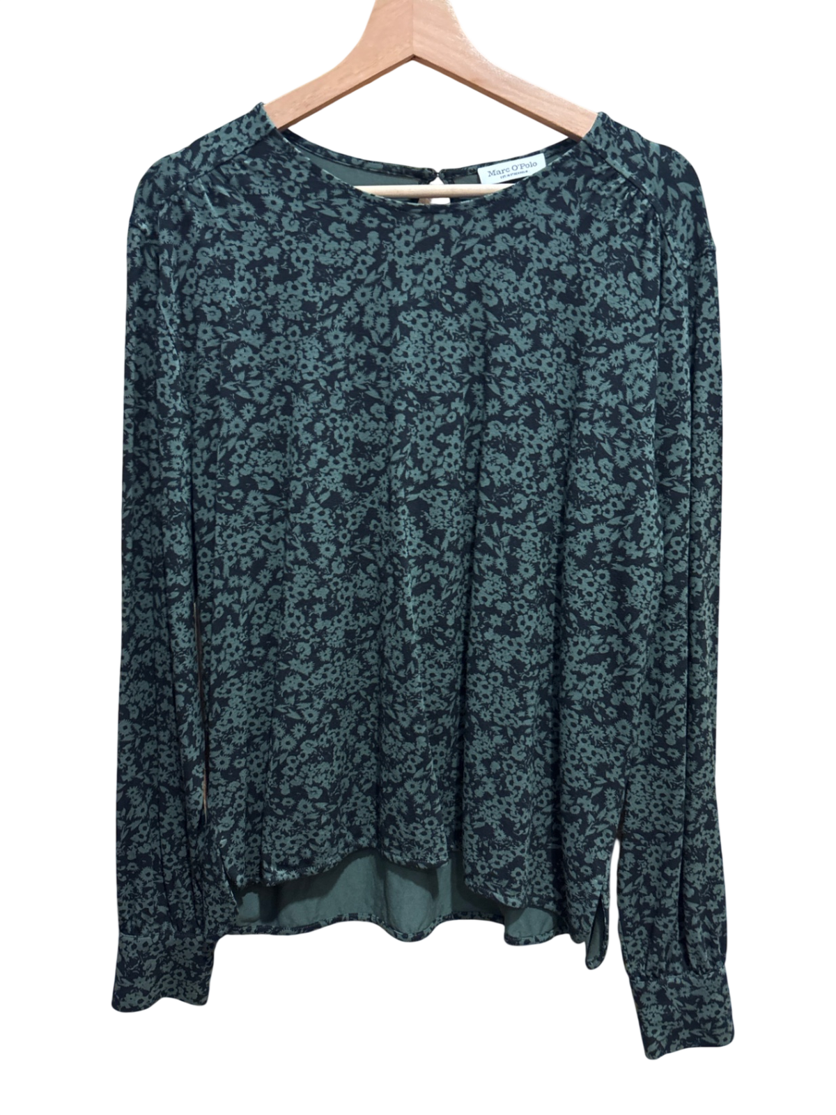Bluse Dunkelblau mit blaugrünem Blumenmuster L - MarcoPolo