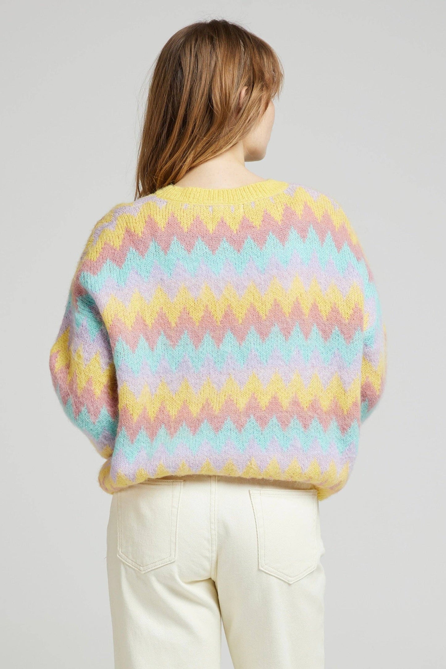 Pulli - Bunter Mohair-Pullover