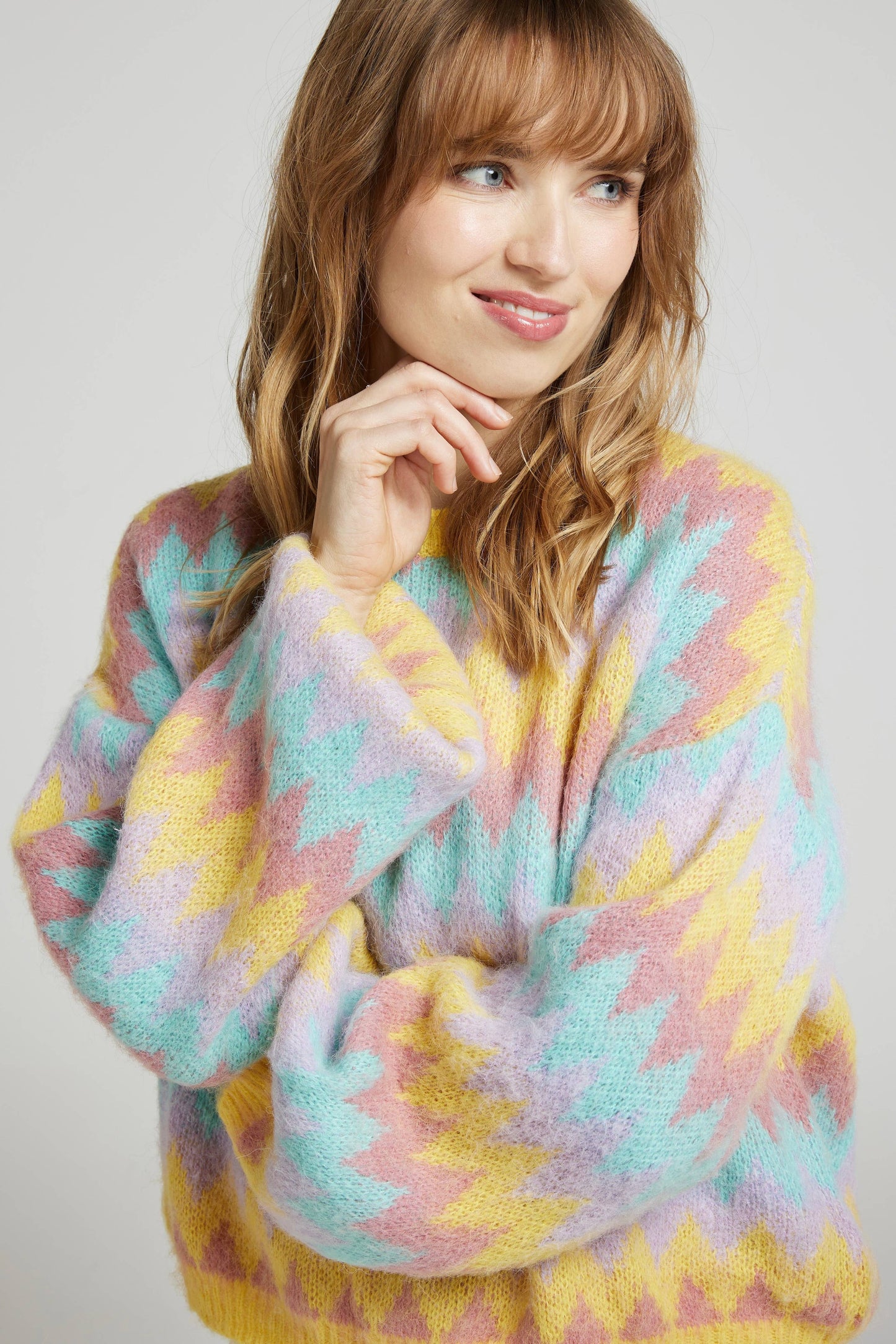 Pulli - Bunter Mohair-Pullover
