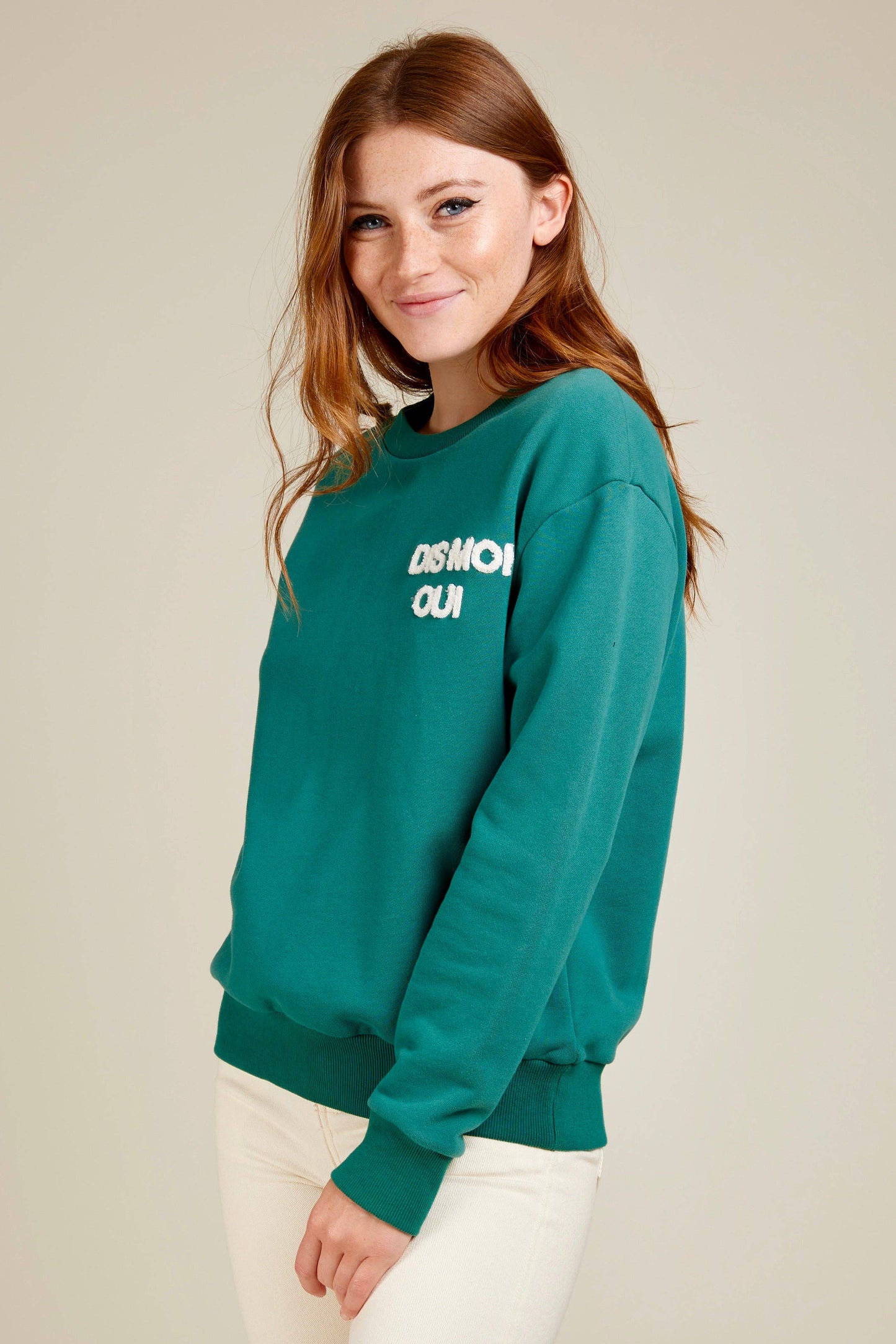 Sweatshirt aus Baumwolle mit „SAY MOI OUI“ -Schriftzug