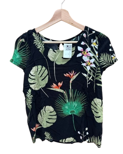 Shirt Grün Schwarz Blumen ONLY S