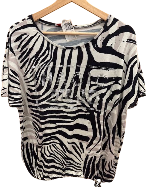 Shirt Schwarz Weiß Animalprint Fashion XL