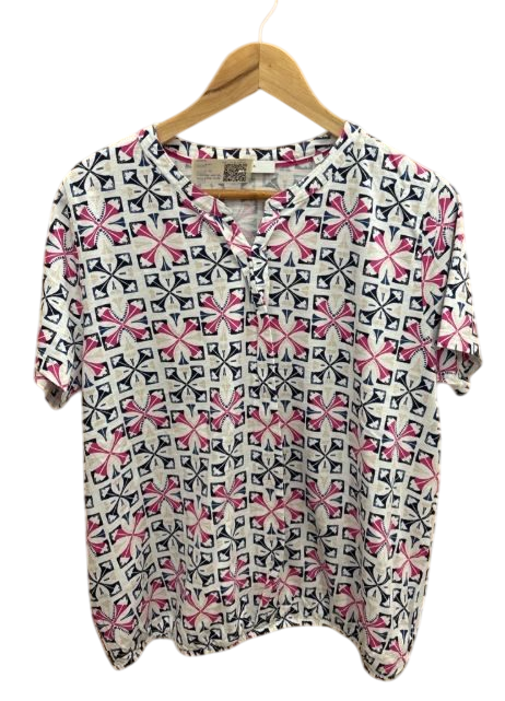 Shirt Weiß Pink Muster Bonita L