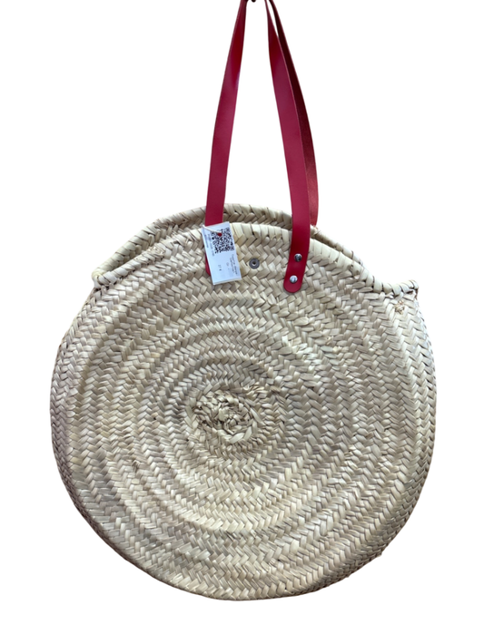 Tasche Beige mit roten Griffen