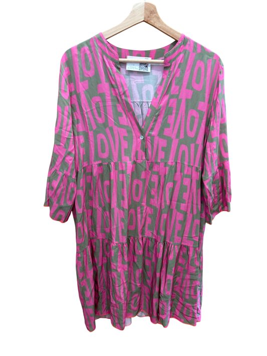 Tunika Kleid Grau und Pink L/XL