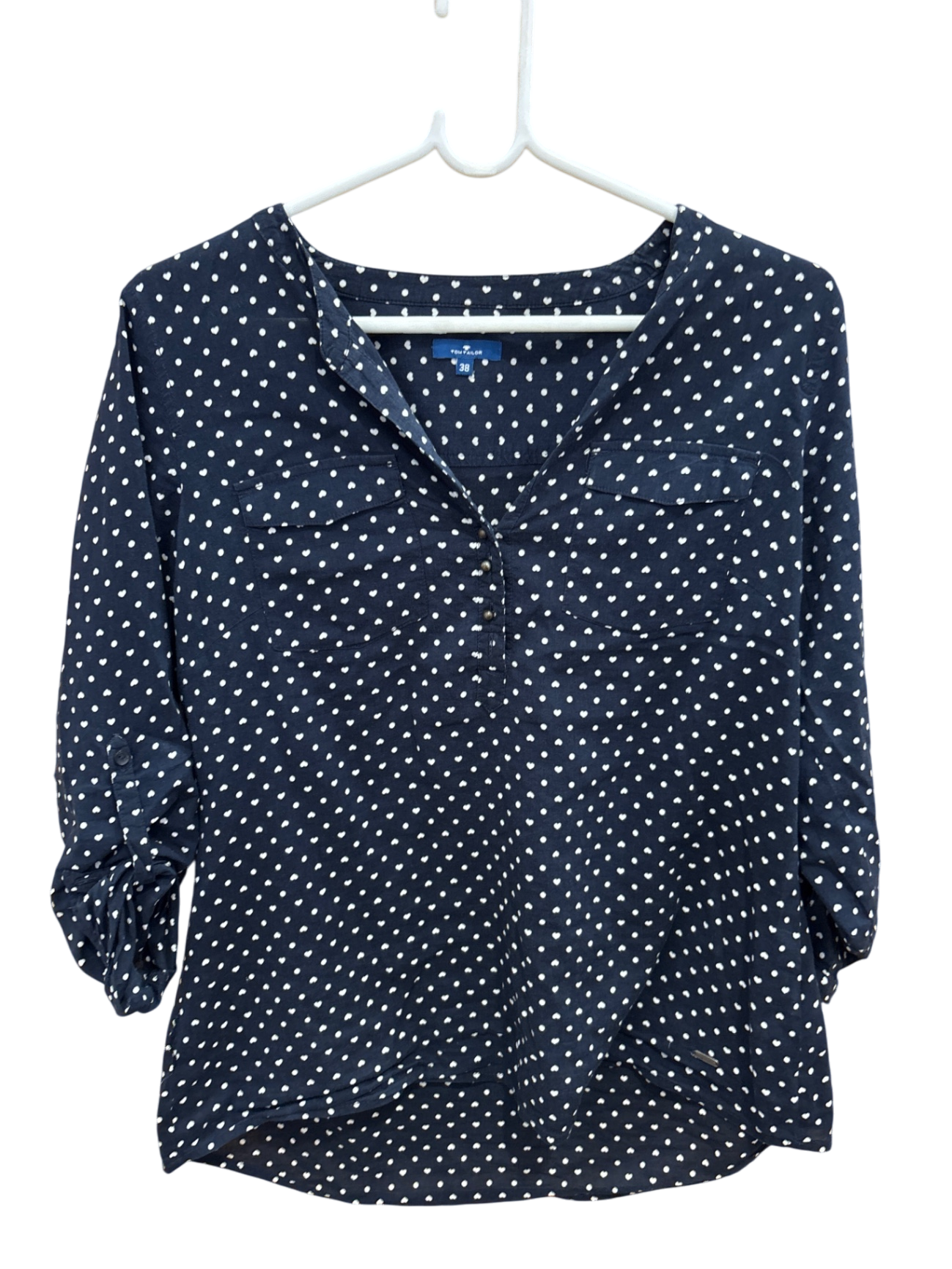 TomTailor Bluse M Dunkelblau und Weiß