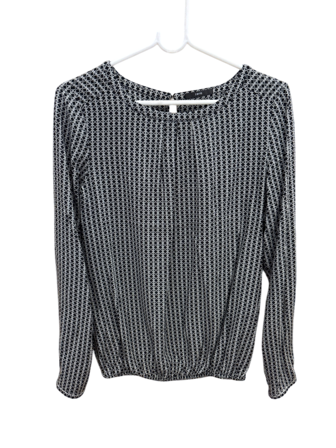 zero Bluse S Schwarz und Weiß Muster