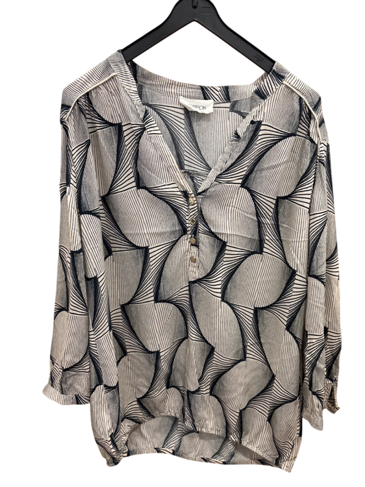 Cartoon Bluse M Beige, Schwarz