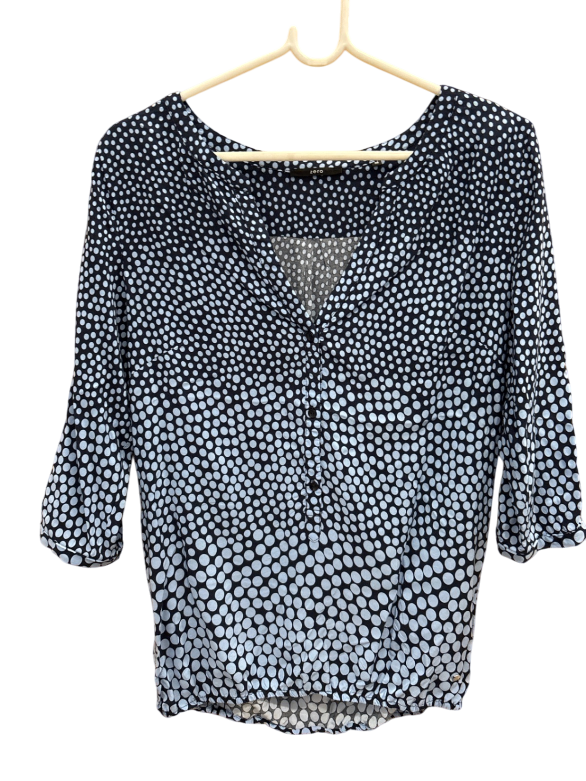 Zero Bluse M Marineblau und Weiß