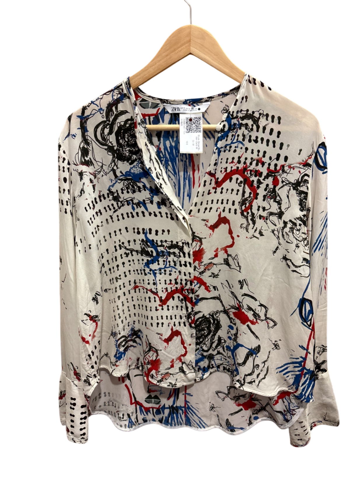 Bluse Beige Muster Zara M
