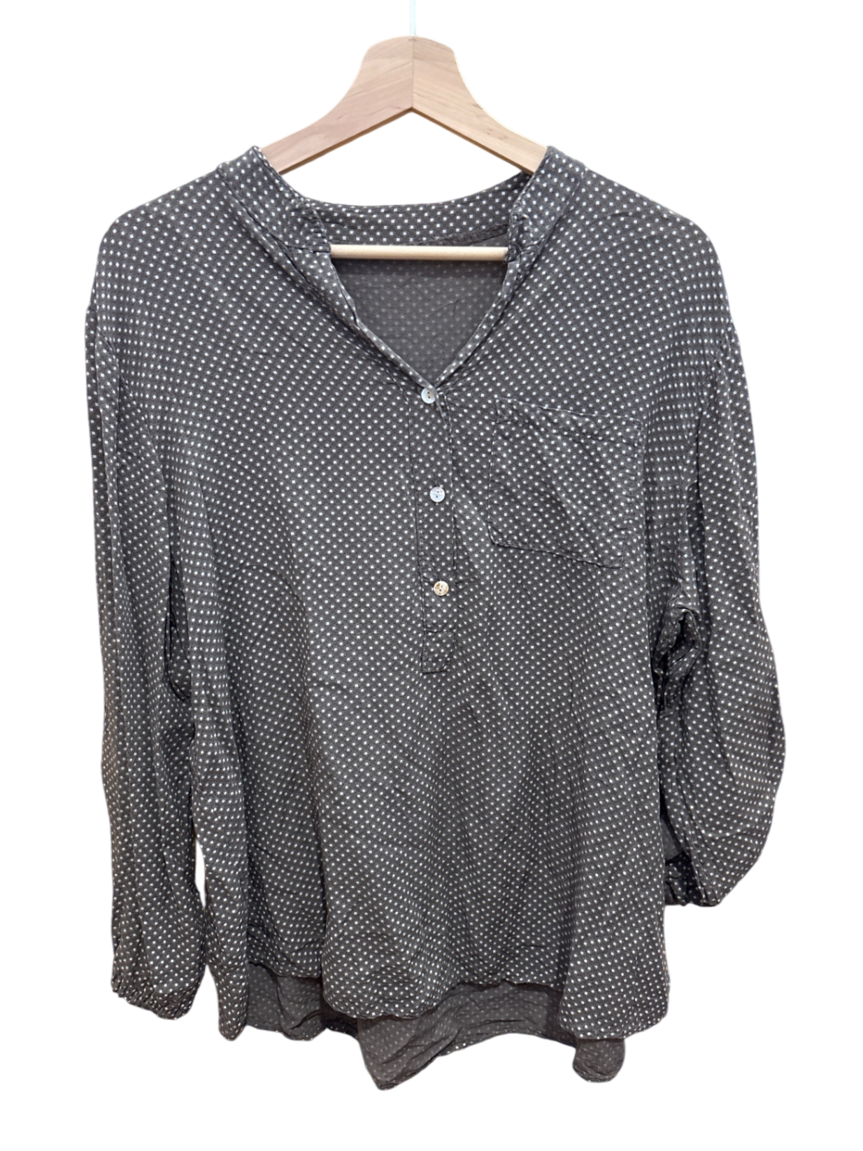 Bluse M Grau mit weißen Punkten