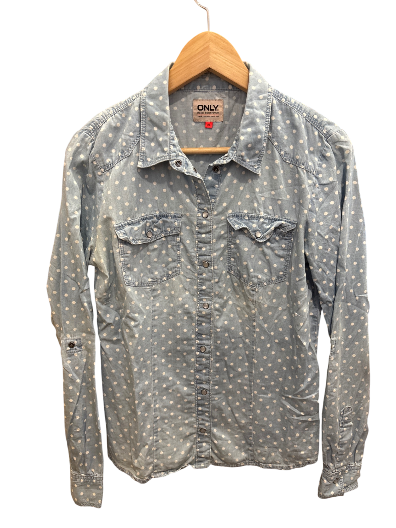 ONLY Bluse M Hellblau mit weißen Punkten