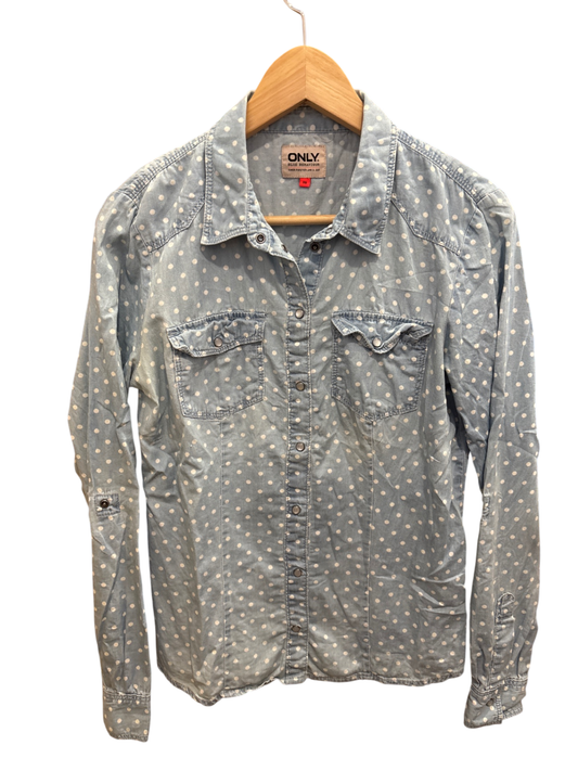 ONLY Bluse M Hellblau mit weißen Punkten