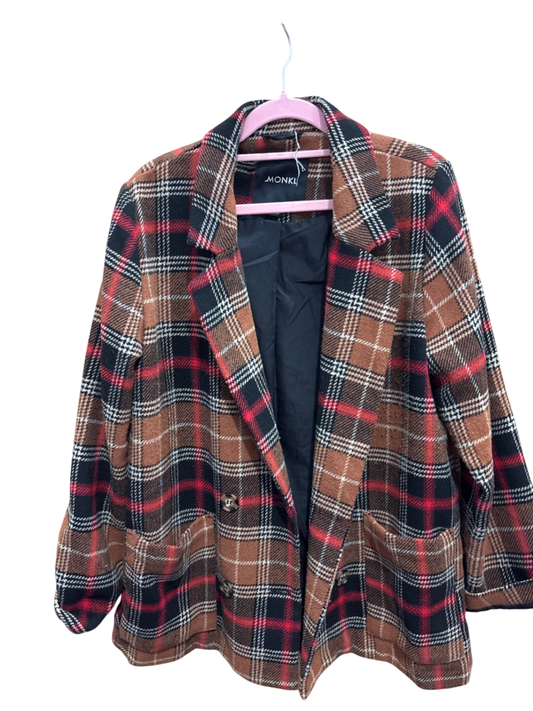 MONKI Blazer S Karo Braun mit Rot und Schwarz