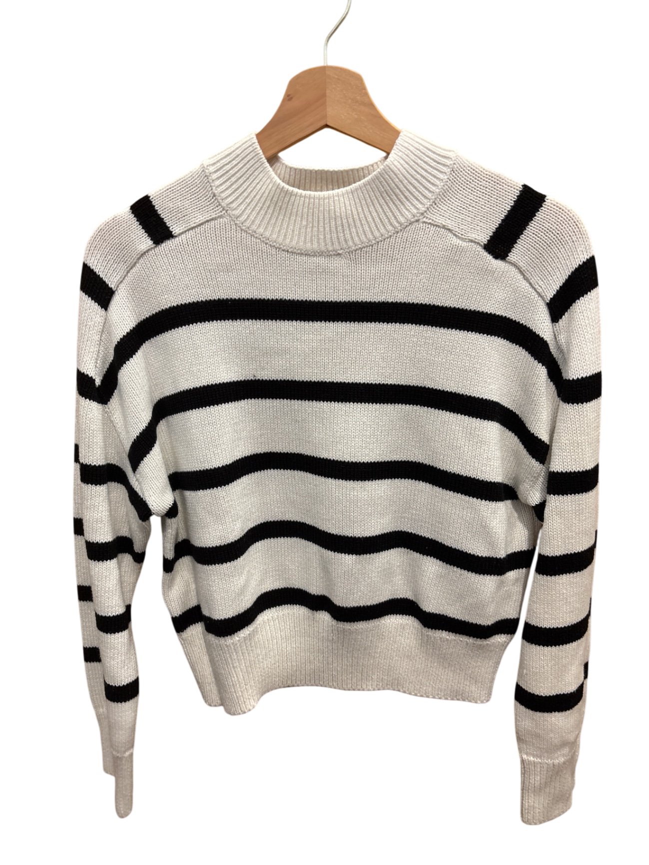 Pullover Kurz S Beige mit schwarzen Streifen