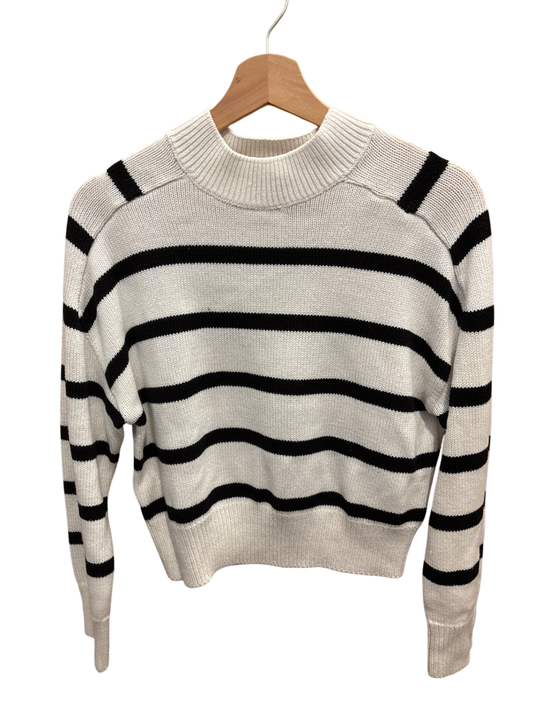 Pullover Kurz S Beige mit schwarzen Streifen
