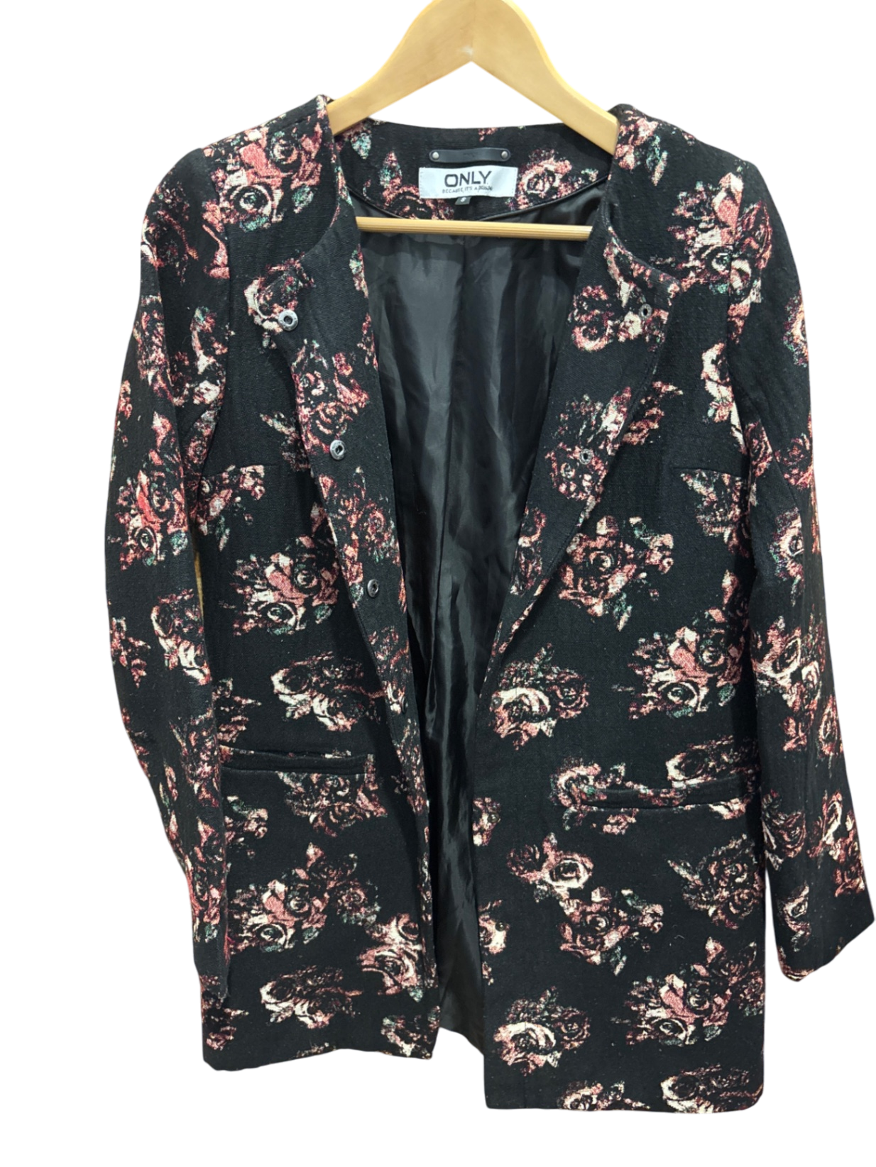 ONLY Blazer Schwarz mit rosa Muster