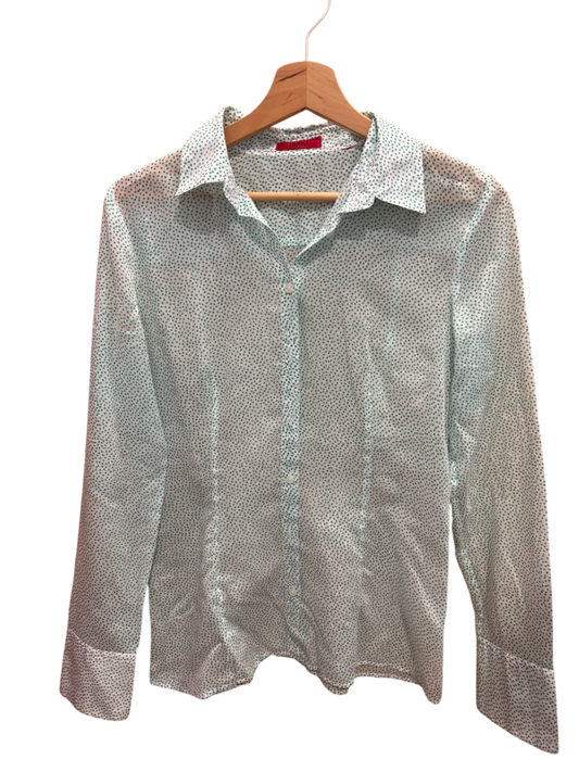 Hugo Boss Bluse M Weiß mit kleinen blauen Punkten