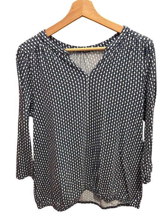  Bluse Marineblau, Creme Muster