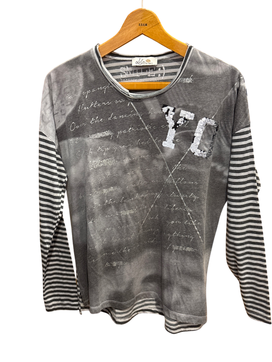 Lola Shirt Grau, Schwarz, Weiß
