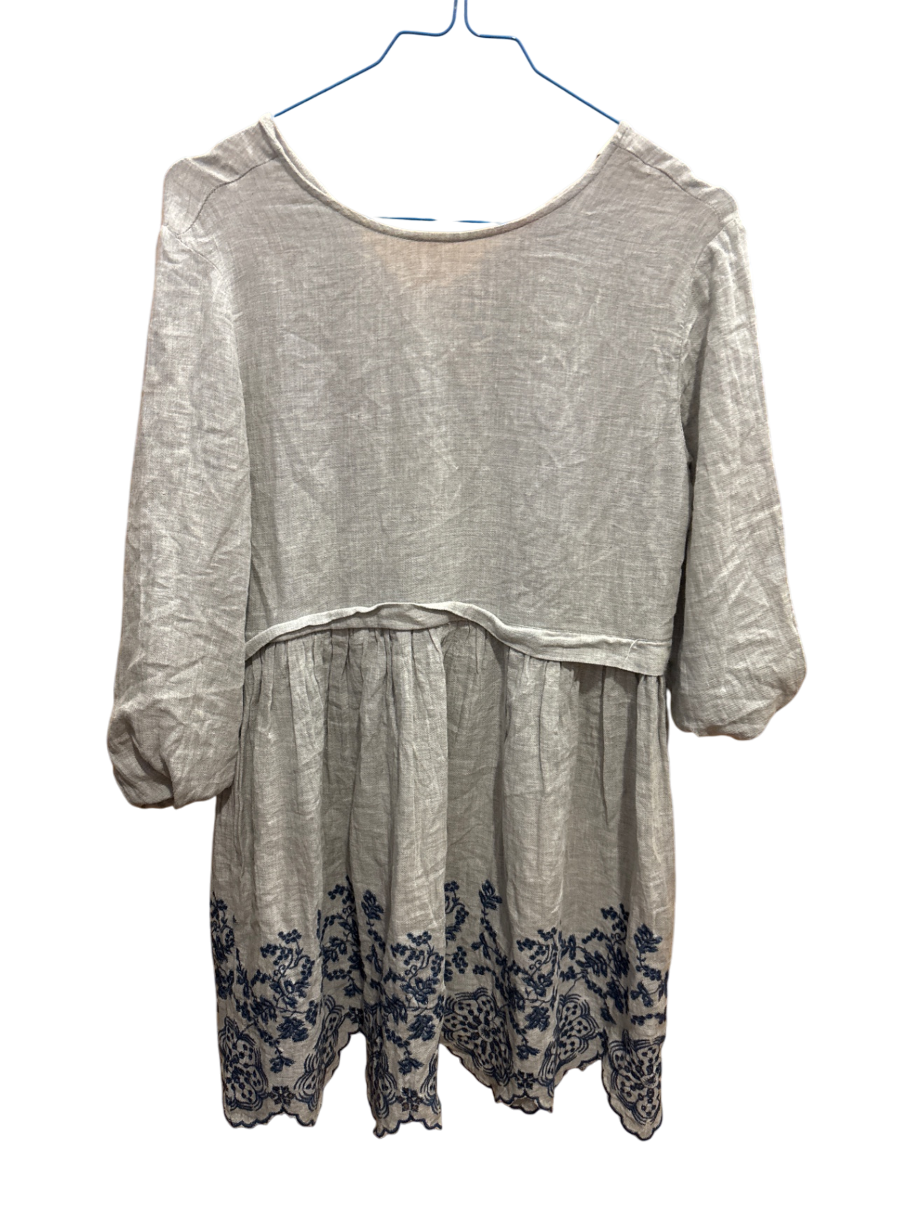 Zara Kleid S Hellgrau mit blauem Muster