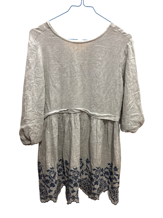 Zara Kleid S Hellgrau mit blauem Muster