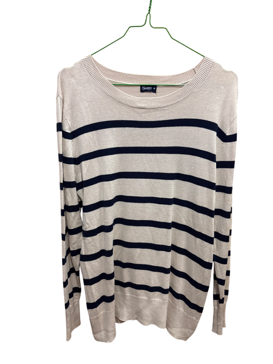 Pulli M Beige und Schwarz Streifen