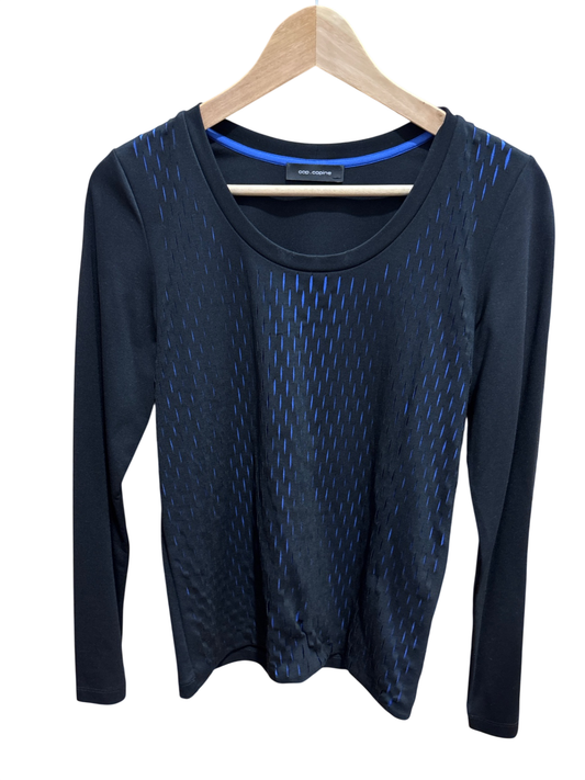 CopCopine Top S/M Schwarz mit blauen Akzenten