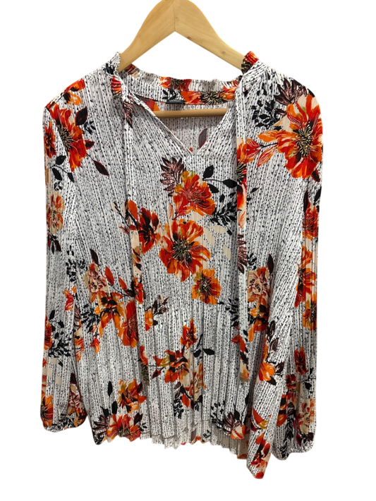 s.Oliver Bluse L Weiß, Orange, Schwarz, Braun Muster