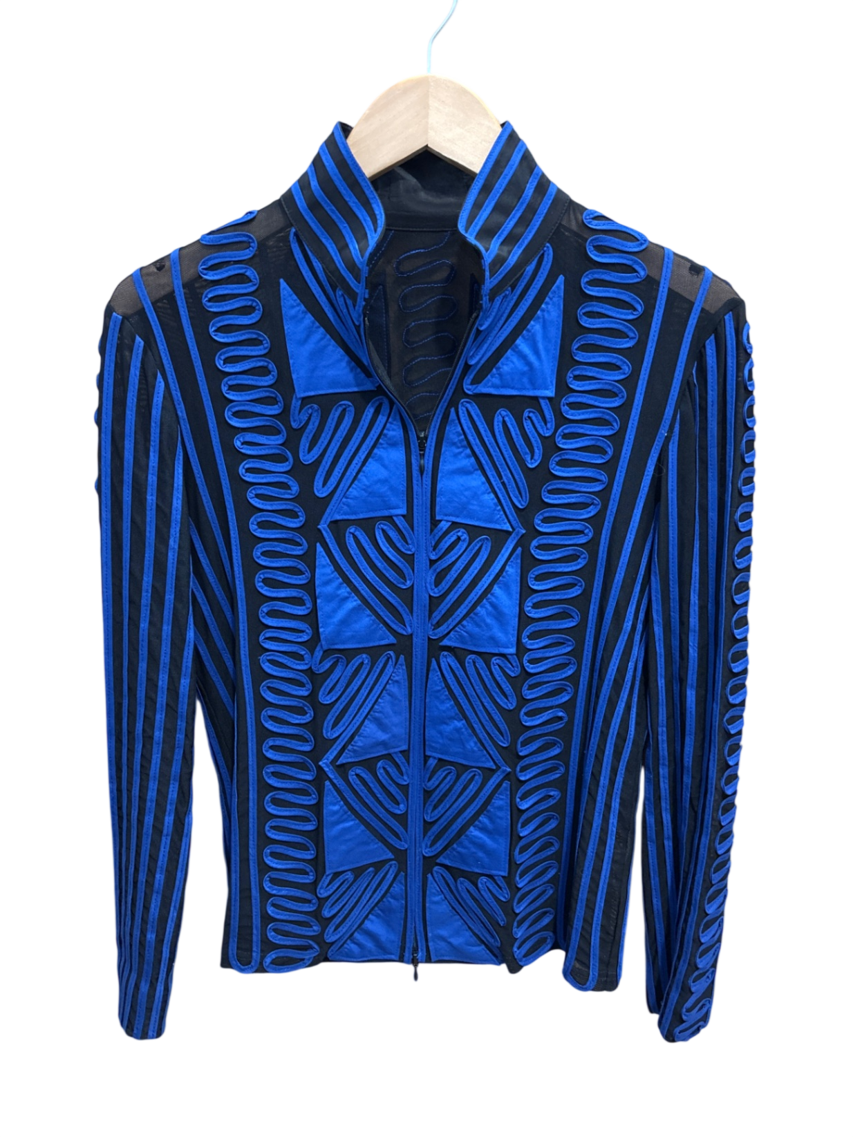 Shirt Oberteil S Blau und Schwarz Transparent