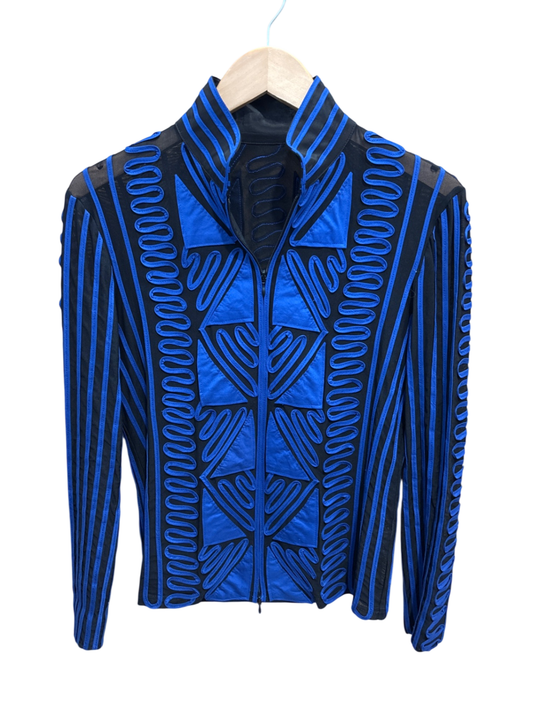 Shirt Oberteil S Blau und Schwarz Transparent